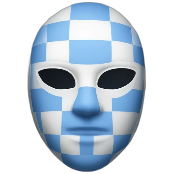 mask white blue white check emoji