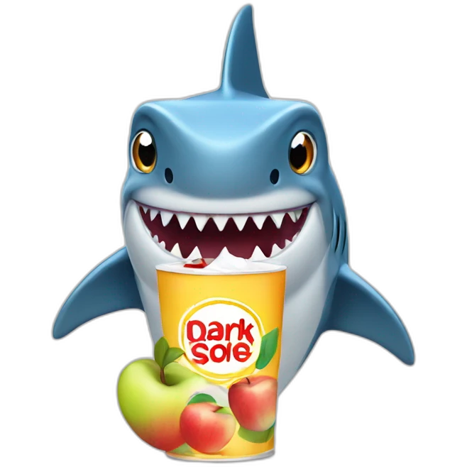 shark sipping on apple juice box emoji
