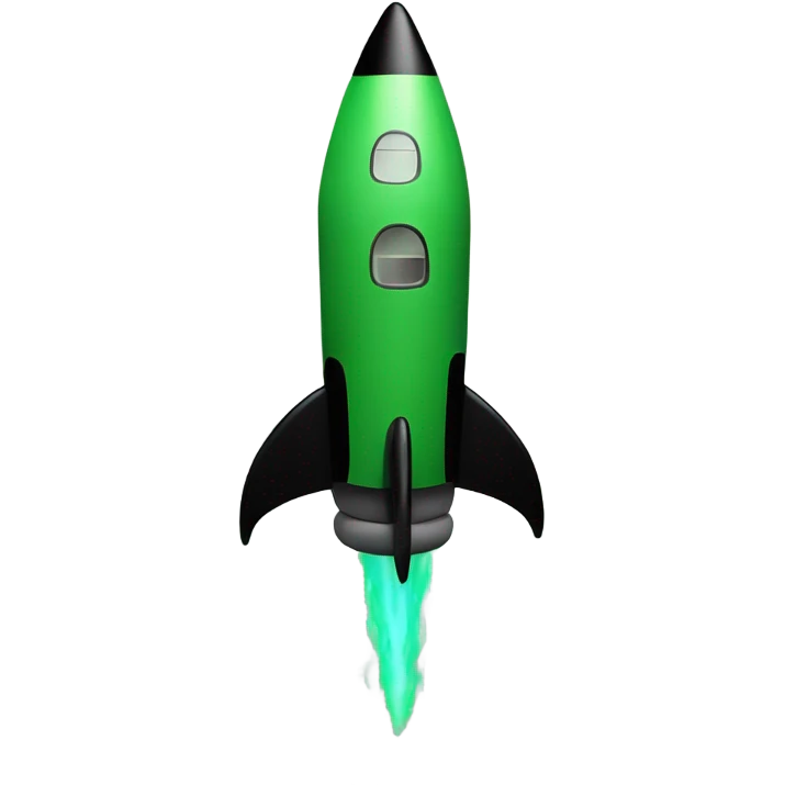 green and black rocket ship emoji