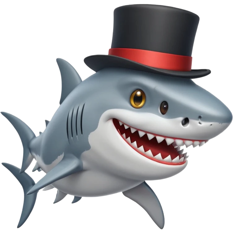 Shark with a top hat emoji