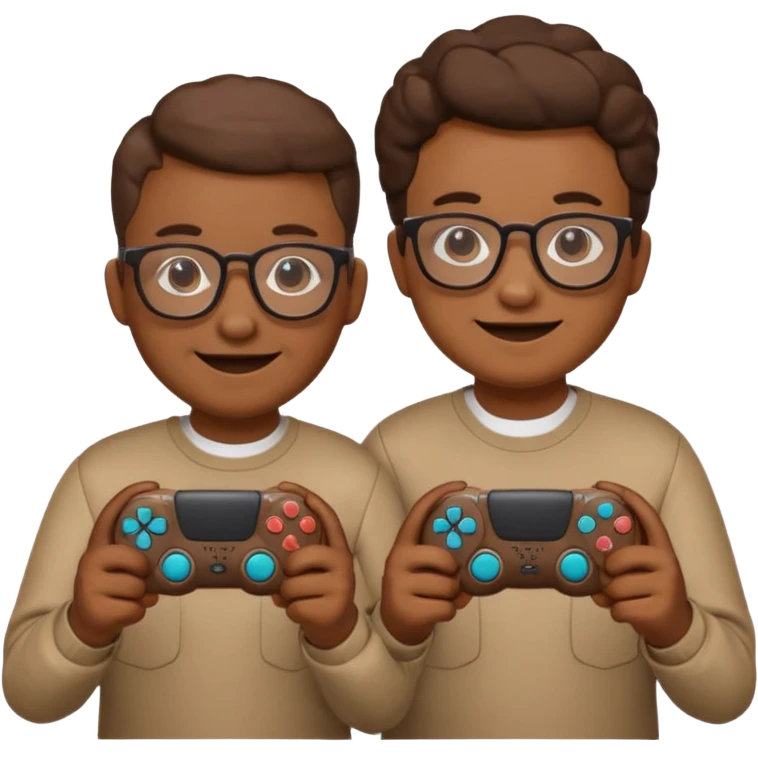 Two poops emojis wearing glasses and each on holding ps5 controller emoji