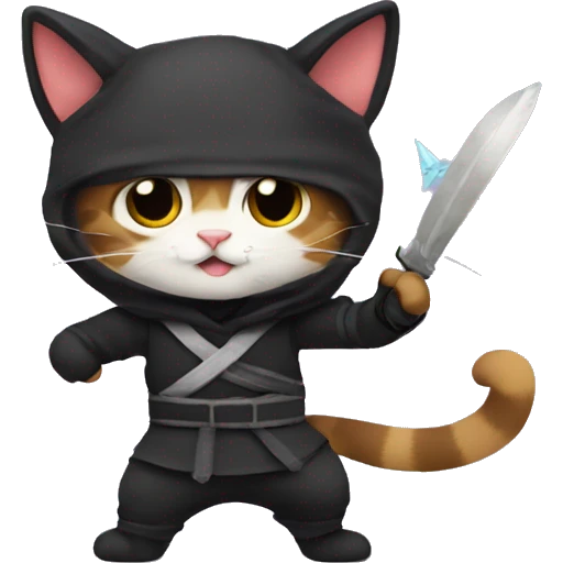 Cat in Ninja costume with throwing stars emoji