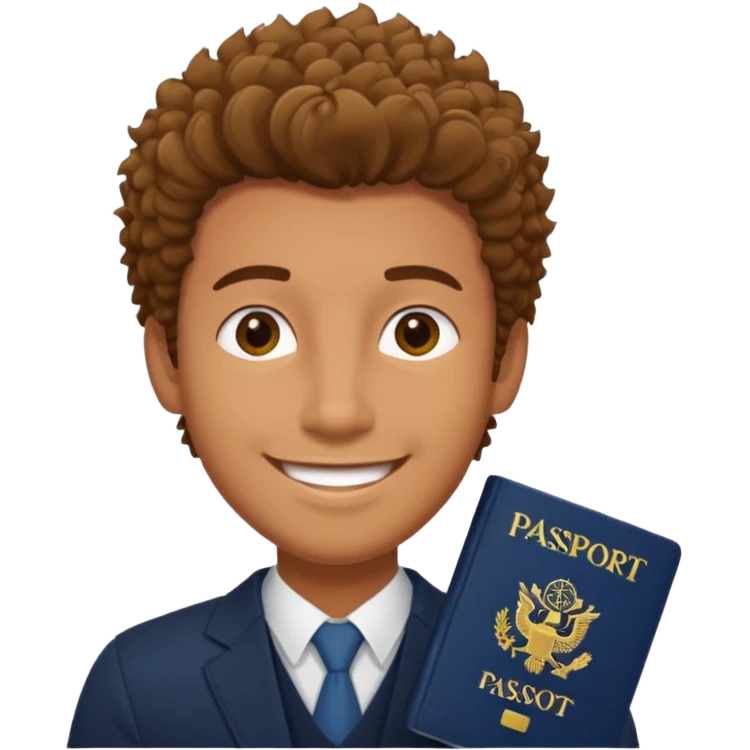 man with coily chairs passport size emoji