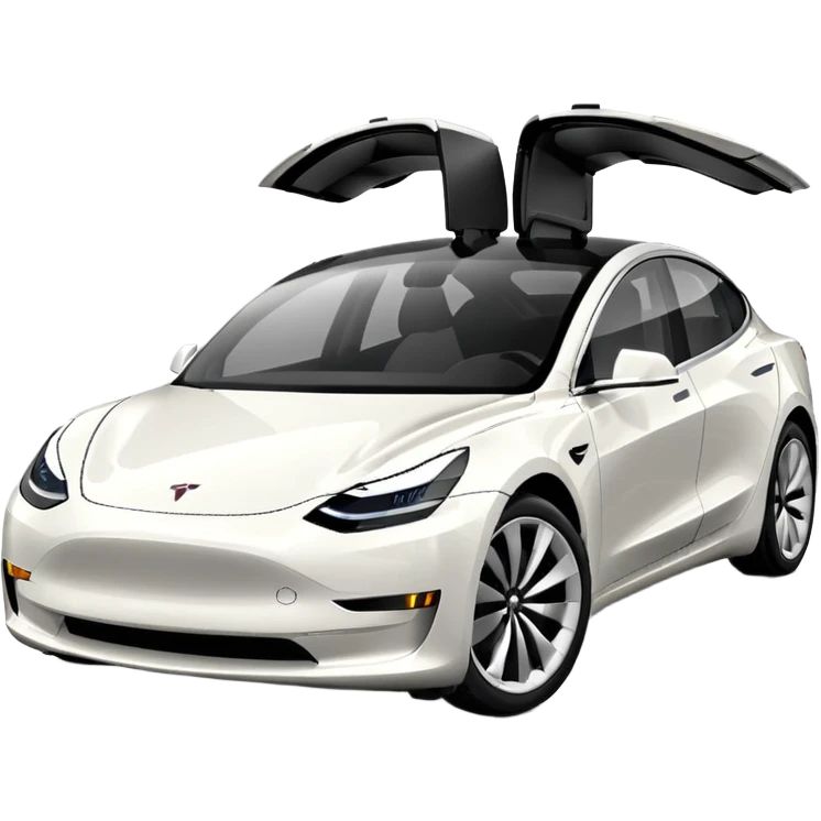 Tesla model 3 white. Icon. In a hurry. No wings  emoji