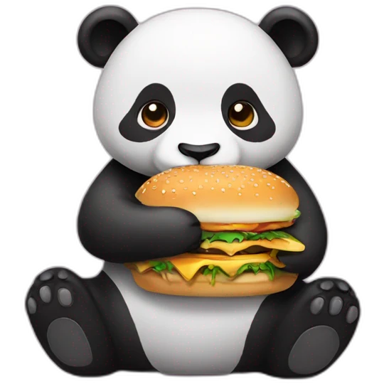 panda eating hamburger emoji