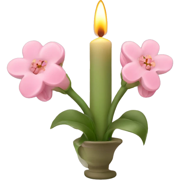 Spring candle with light pink flowers  emoji