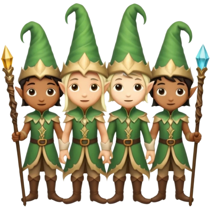 different color elves with staff emoji