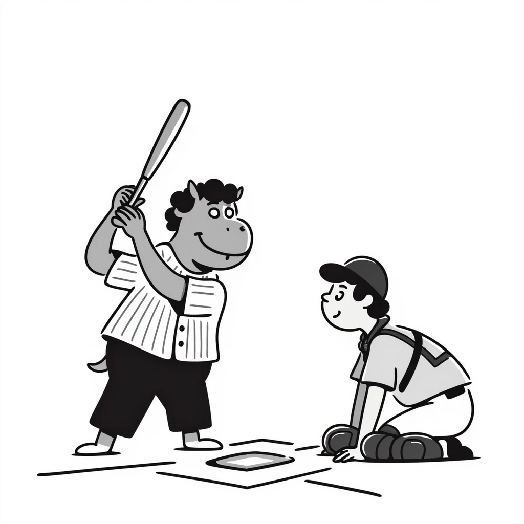 hippo baseball player batting at home plate emoji