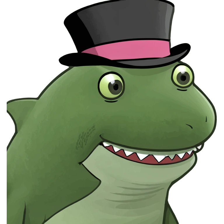 Shark with a top hat emoji