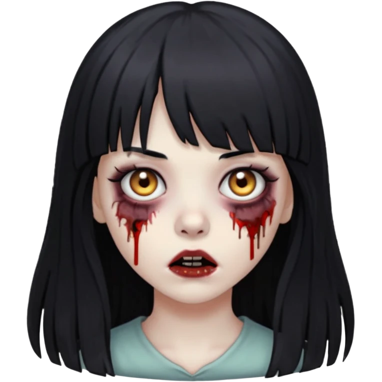 Zombie girl With black hair and bangs long hair emoji