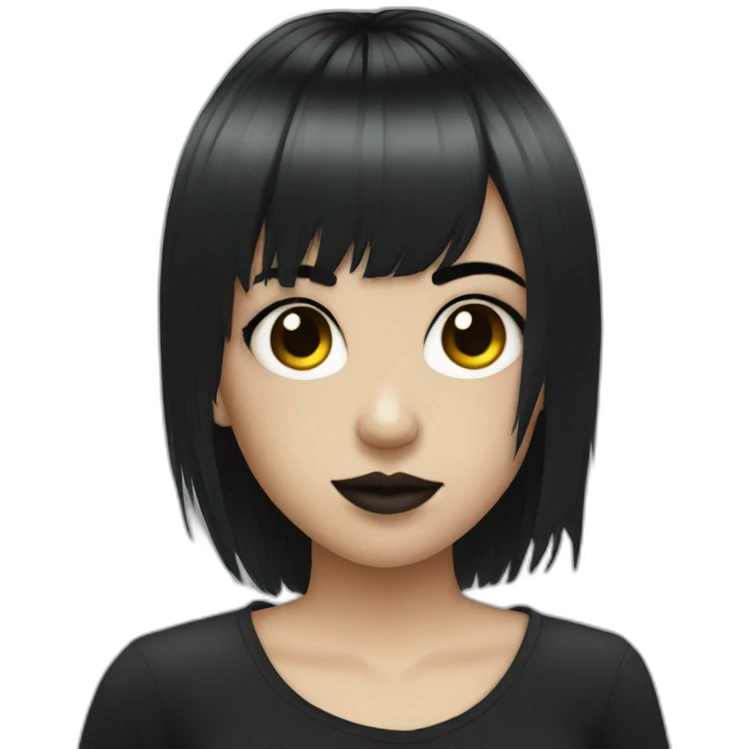 Emo girl with black strait hair with bangs and piercings emoji