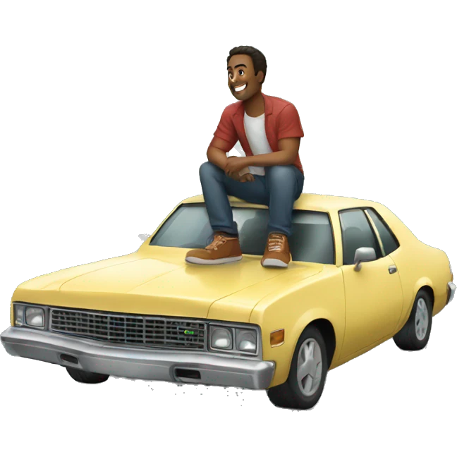 man sitting on top of car emoji