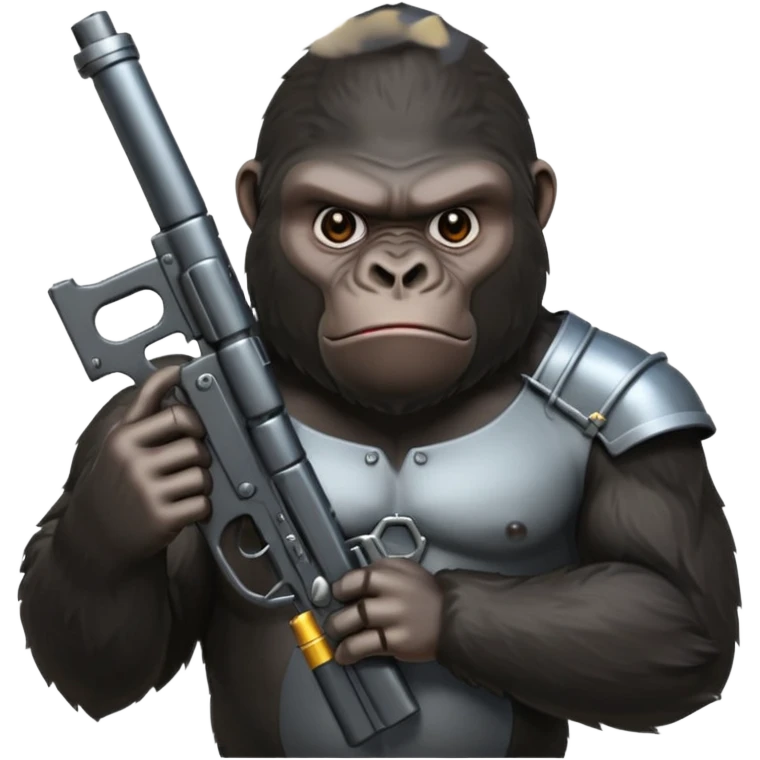 A mean gorilla holding a big gun emoji