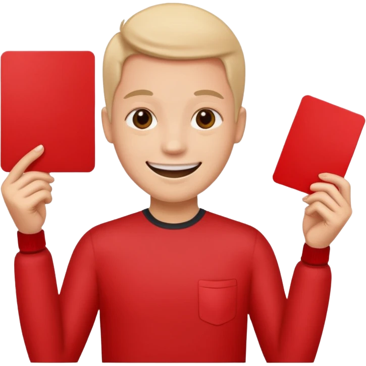 Eloji smile  avec un carton rouge dans la main  emoji