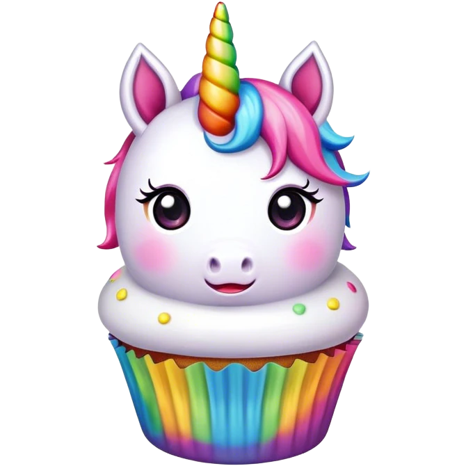 kawaii rainbow unicorn cupcake emoji