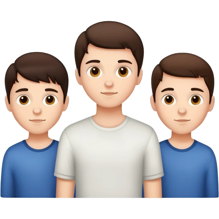 Three young  brunette brothers  emoji