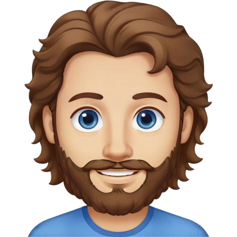 Lebanese man with one blue eye and one brown eye, light beard, kind smile, blue shirt, brown longish wavy hair emoji