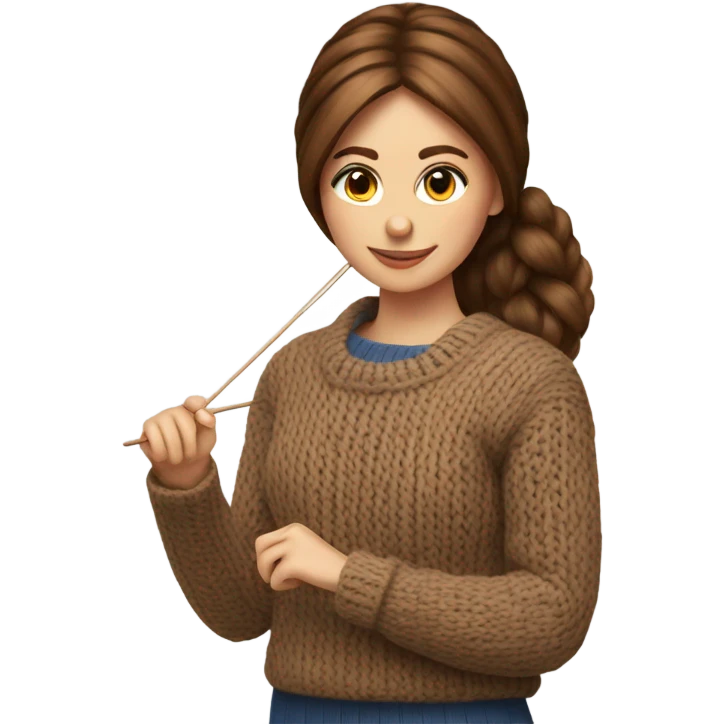 beautiful finnish brown hair woman knitting sweater  emoji