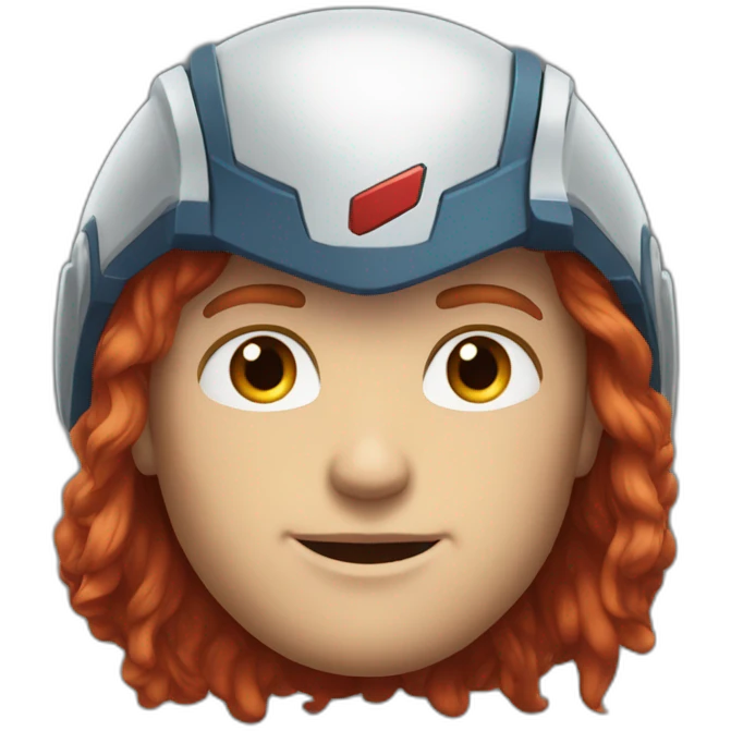 Handsome chiselled space captain square face blue eyes neat red hair emoji