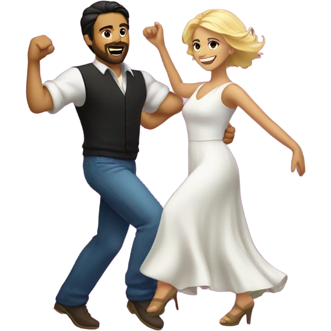 Puerto rican beard short hair with blonde girl dancing emoji