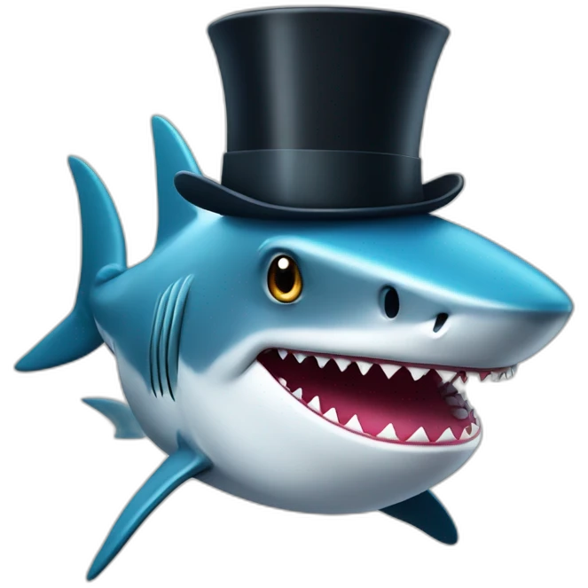 Shark with a top hat emoji