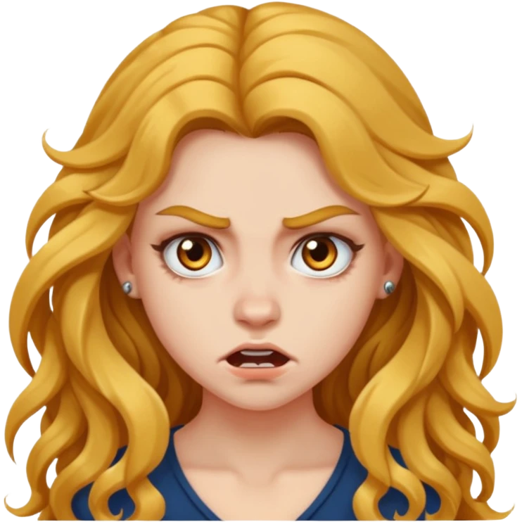 aggressive girl with long wavy hair emoji