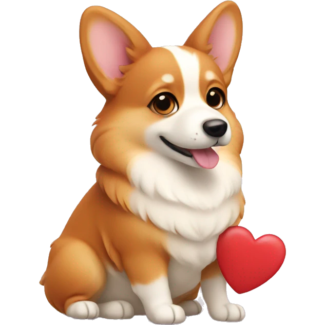 red corgi holding beige heart in paws emoji