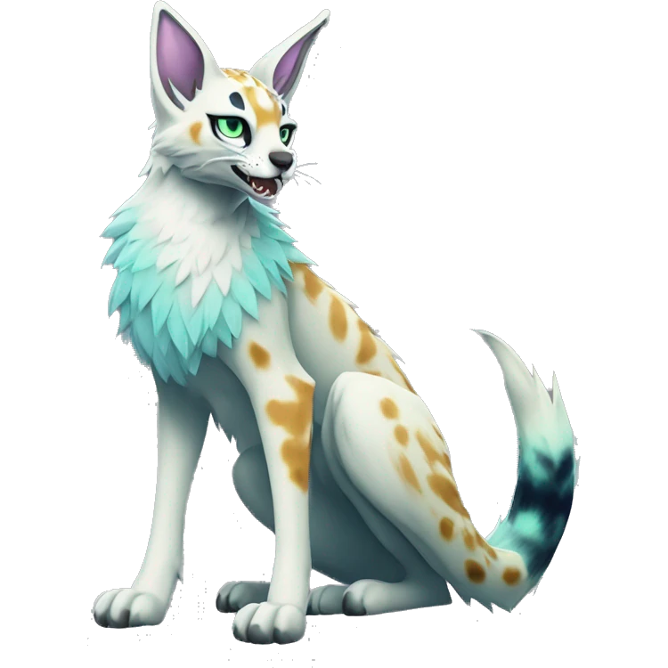 Epic Edgy Colorful ethereal eldritch Sergal-Serval-Fionbri full body emoji