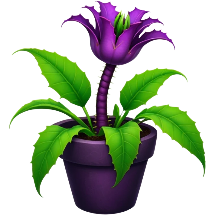 Black and purple Venus flytrap with vines emoji