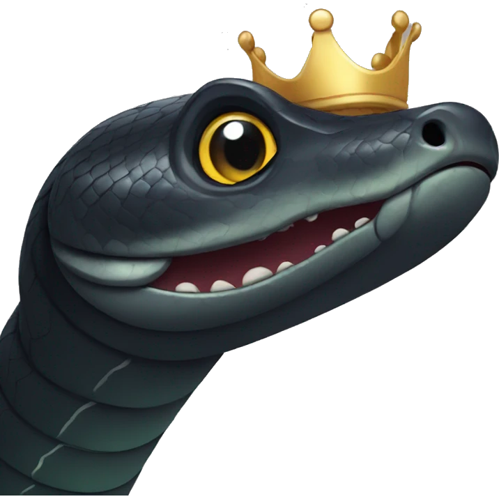 cartoon black snake with a crown emoji