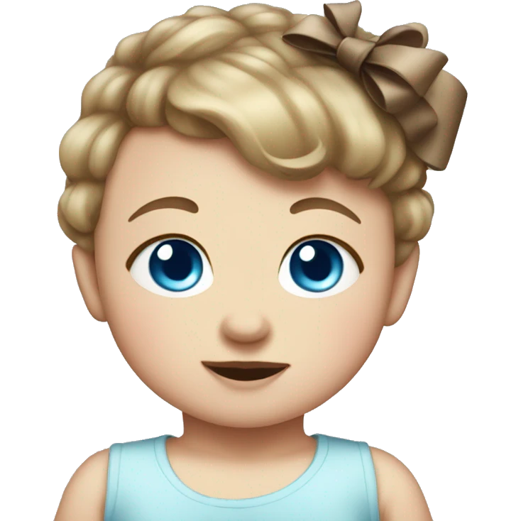 Baby with blue eyes and chubby cheeks and a bow in the hair emoji