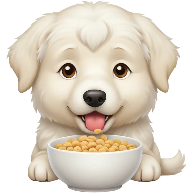 Great white Pyrenees dog eating cereal emoji