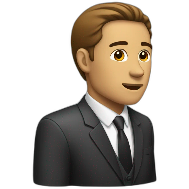 man in suit looking to the right (side view) emoji