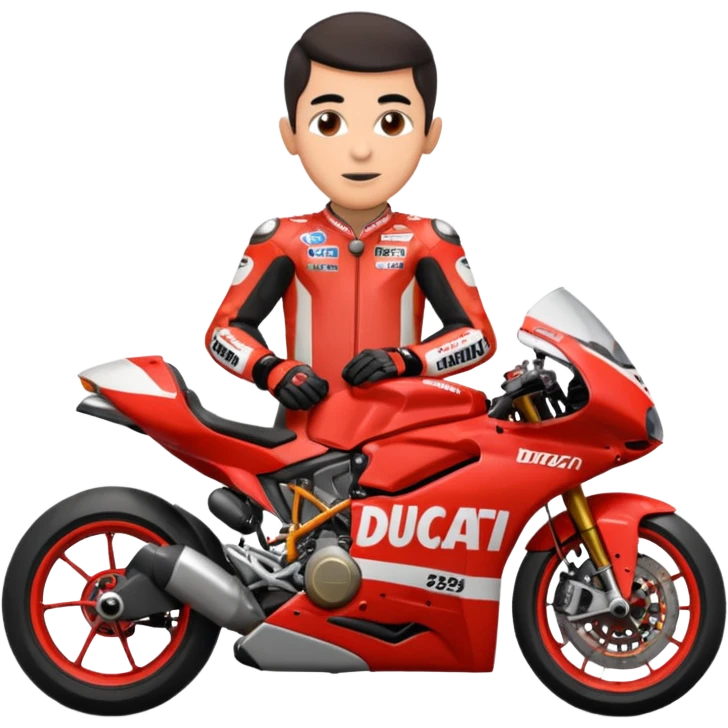 Un emoji de moto gp dé Ducati Marc Márquez pero con la moto del 2025 y el número del piloto es el 93 emoji