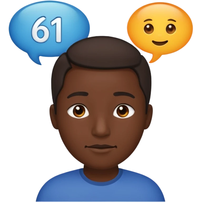 Make a person say 61 and make a bubble of him saying 61 emoji
