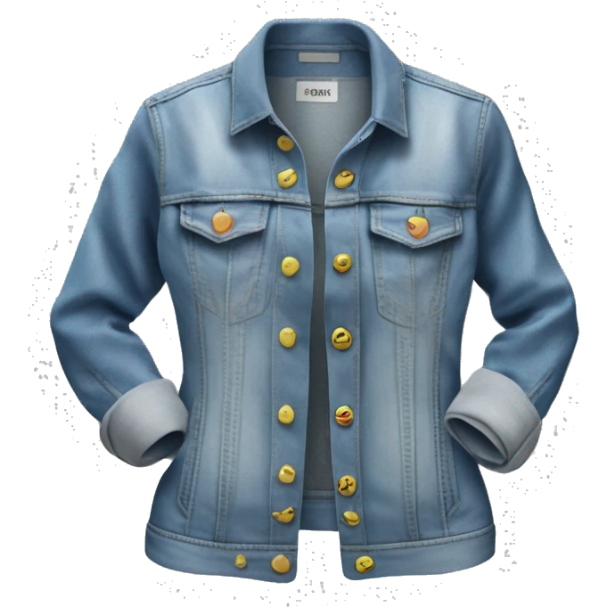 Hyper Realistic isolated open feminine light denim fashion jacket with sleeves rolled up. emoji