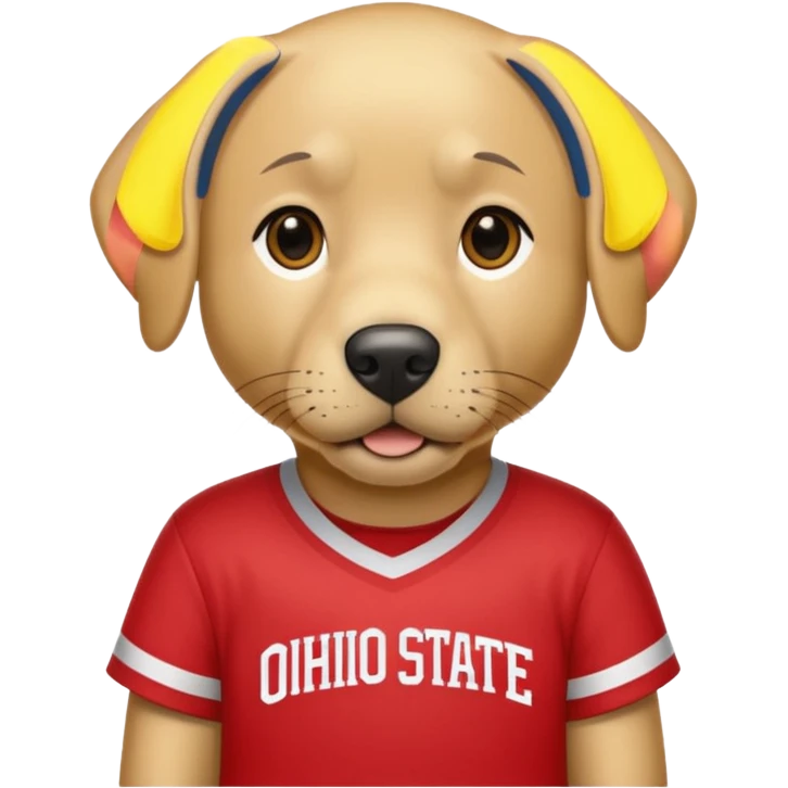 Yellow lab wearing Ohio State shirt emoji