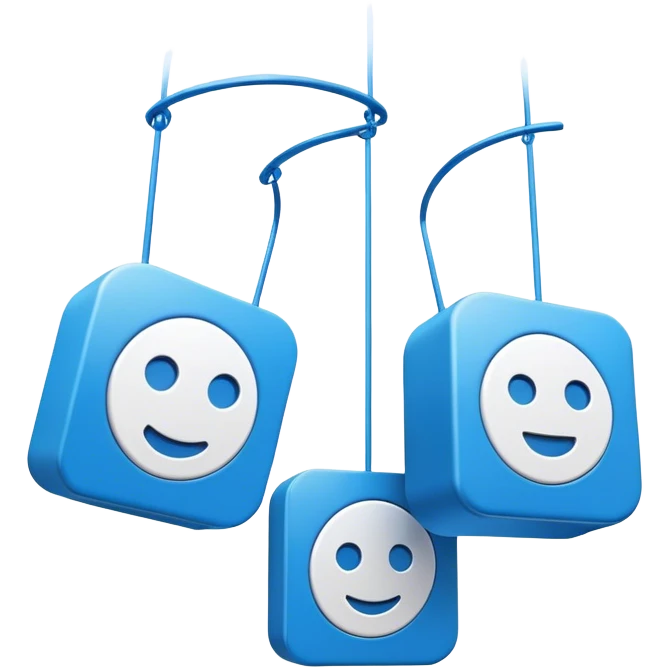 three-dimensional 3D dialogue icons hanging in the air emoji