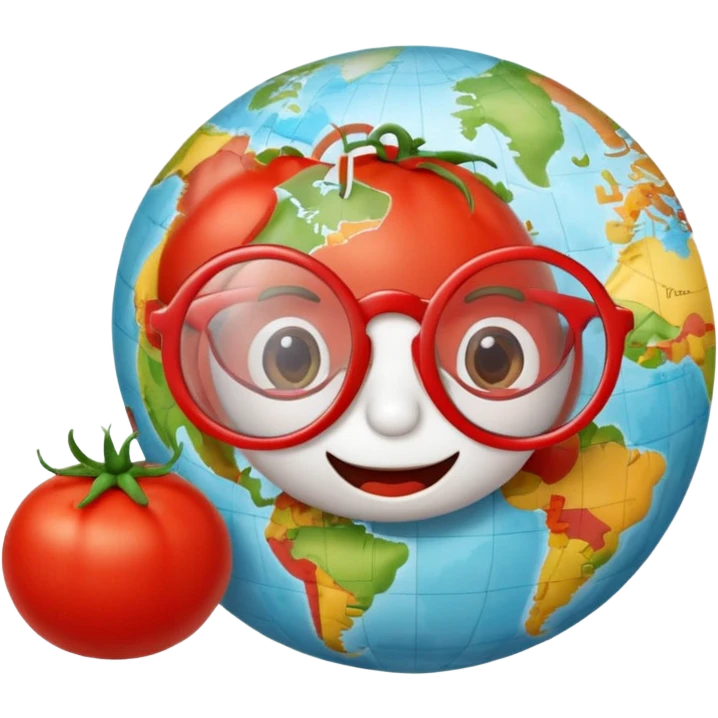 tomato with big round glasses, studying a map emoji