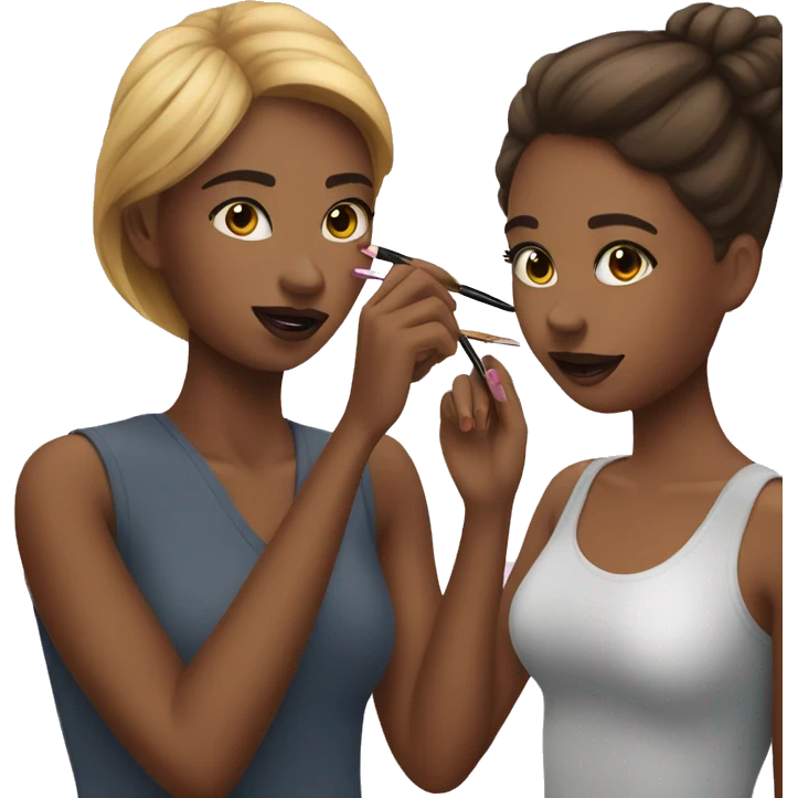 "A girl doing makeup on her friend." emoji