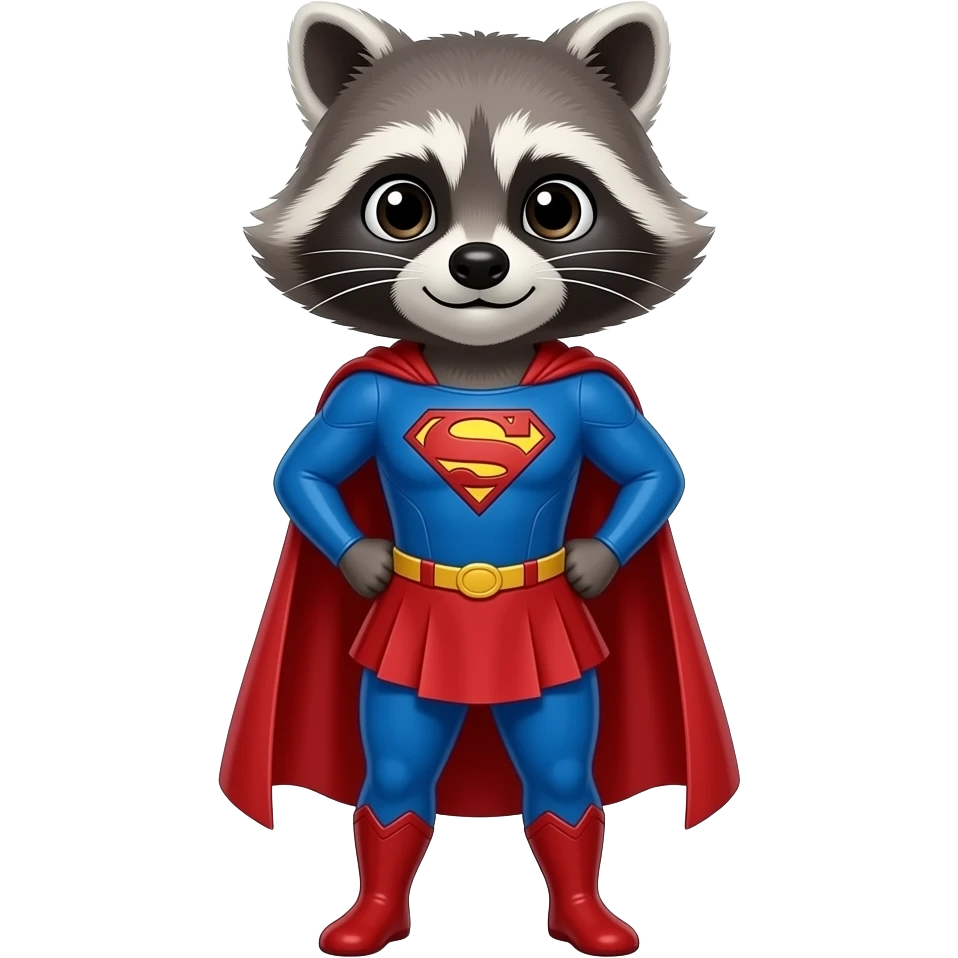 a female racoon dressed as super girl emoji