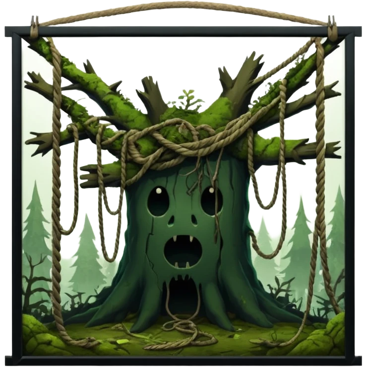 Old wold hanged in wild forest emoji