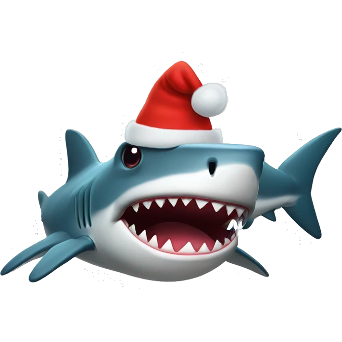 Shark wearing Christmas hat emoji