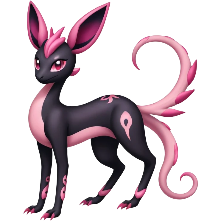 Black Dark Shiny Gothic Exotic Amaura-Salazzle-Aurorus-Sylveon-Fakémon-hybrid-creature (full body)  emoji