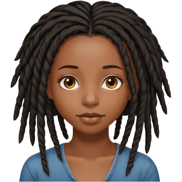 a pretty black girl with black shoulder lengh locs emoji