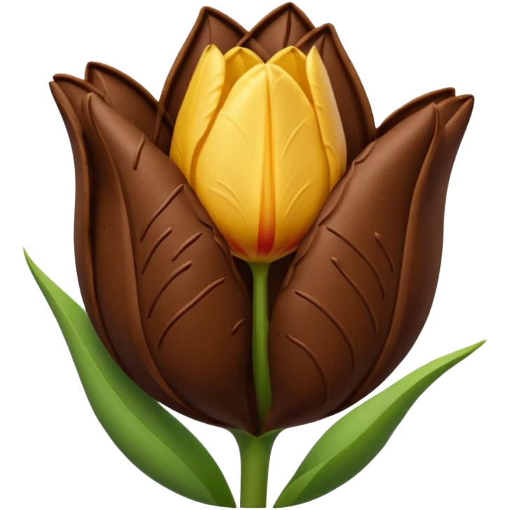 brown emojis of cookie, tulip, leaf, chocolate emoji