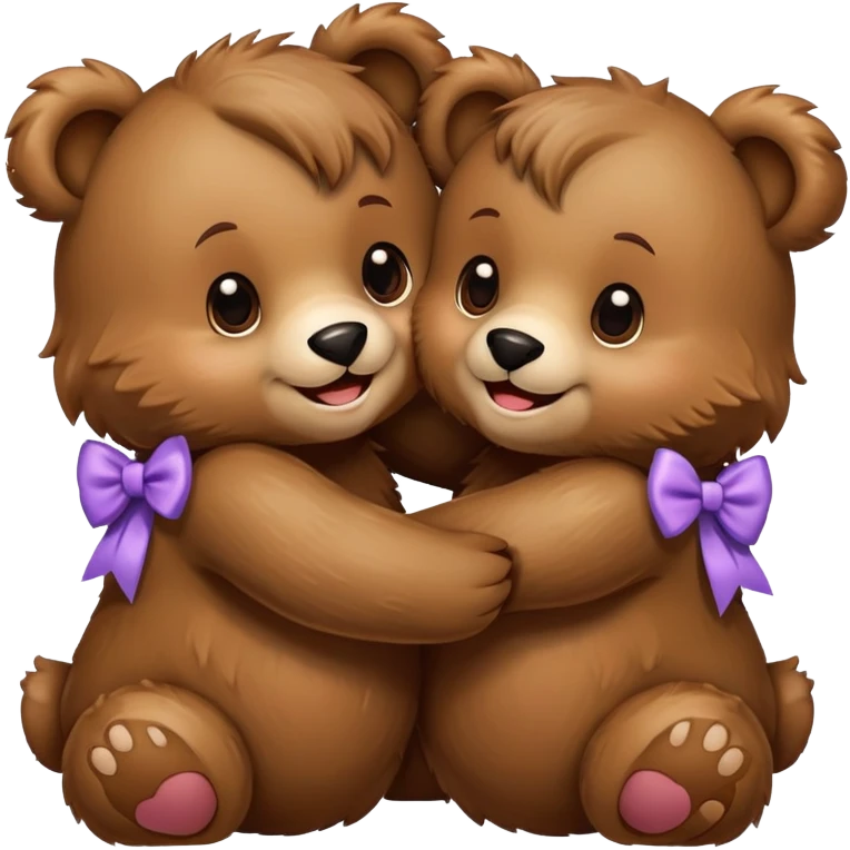 Two bears with hair bows hugging emoji