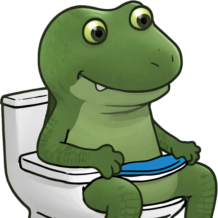 Gator sitting on a toilet emoji