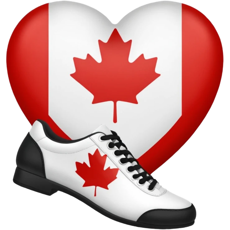 Canada flag heart, name "shoe freaks" in the middle, black lettering font emoji