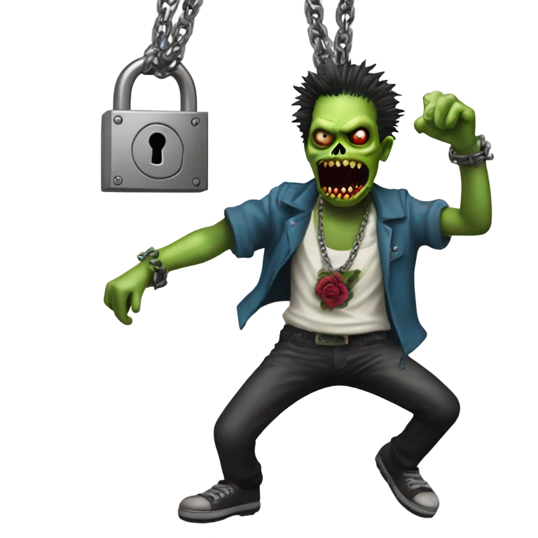 sid vicious zombie dancing with a padlock necklace emoji